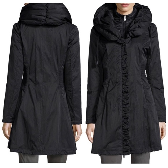 Tahari Jackets & Blazers - T Tahari Hooded Ribbed-Trim A-Line Jacket, Navy